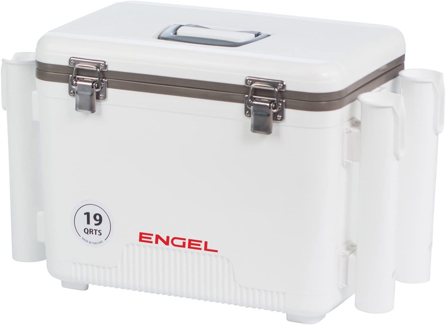 Engel UC19 19qt Leak-Proof, Air Tight, Fishing Drybox Cooler with Built-in Fishing Rod Holders, Also Makes The Perfect Small Hard Shell Lunchbox for Men and Women