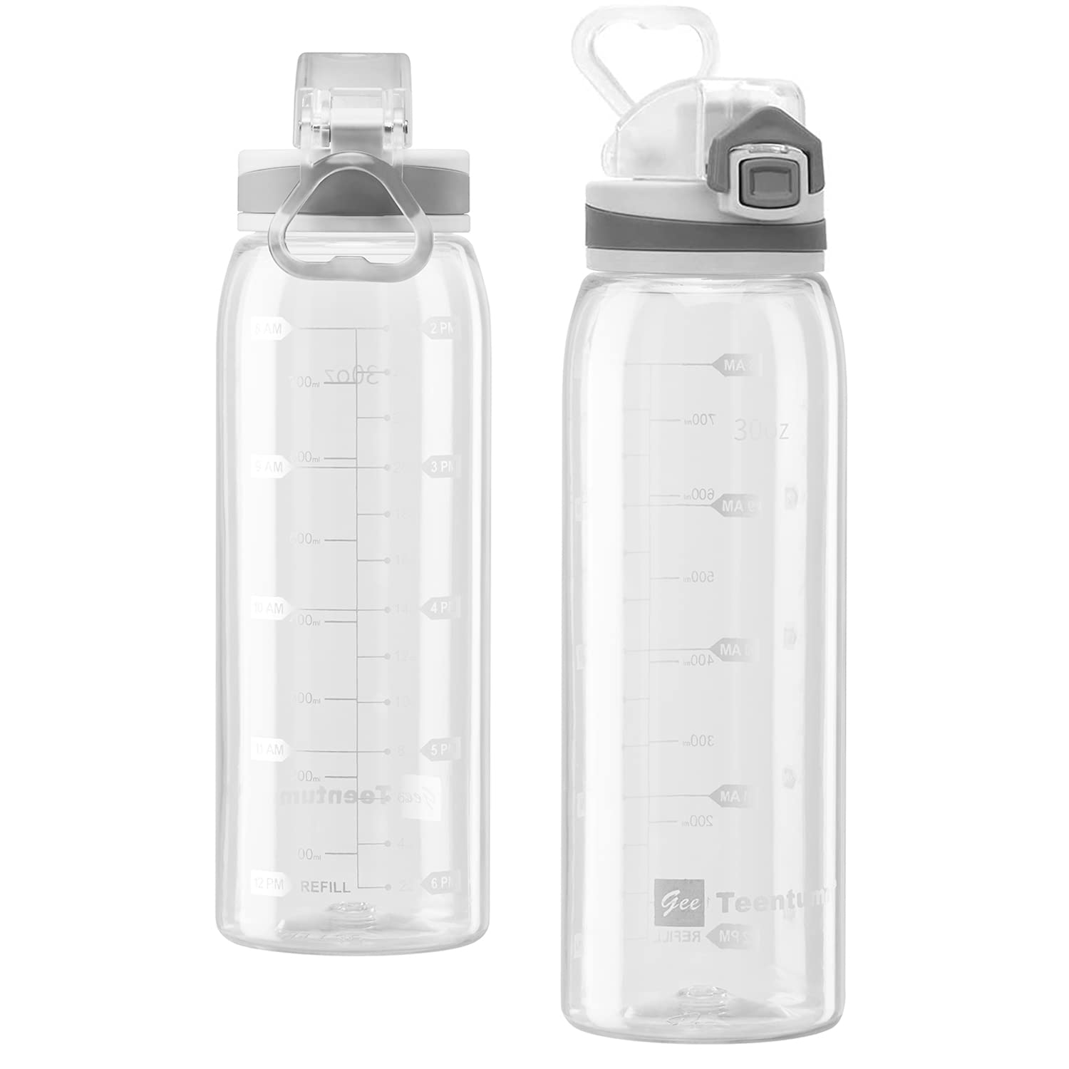 30oz Sport Water Bottle with Time Markers, Large Durable Gym Plastic Bottle for Fitness, Outdoor Enthusiasts, Leakproof (Pack of 1)