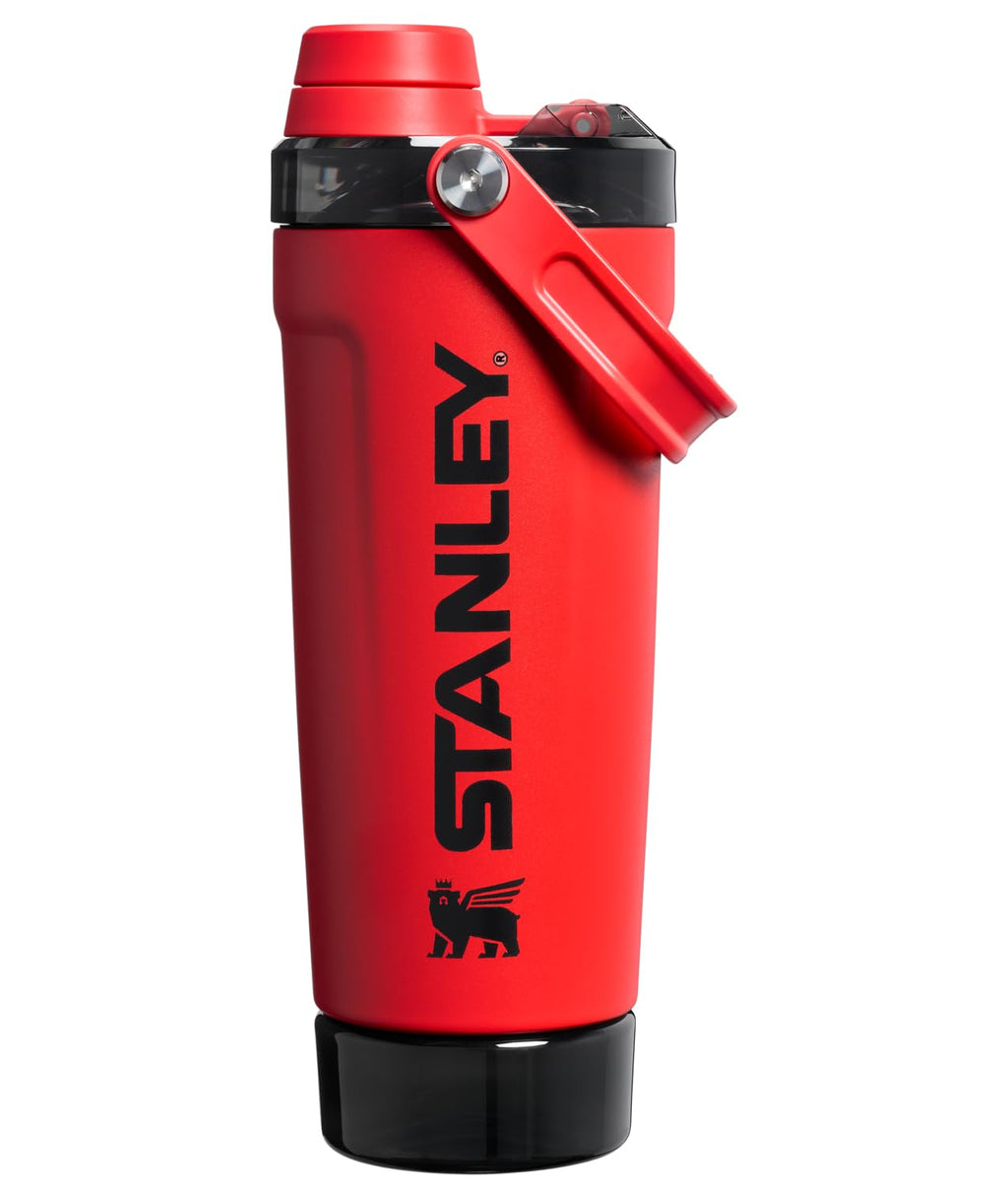 STANLEY Vitalize Shaker Bottle 20 oz | Leakproof Insulated Stainless Steel Shaker Cup | Base Storage and Twist On Fast Flow Lid | Protein Shakes and Pre Workout Powder | BPA-Free | Chalk