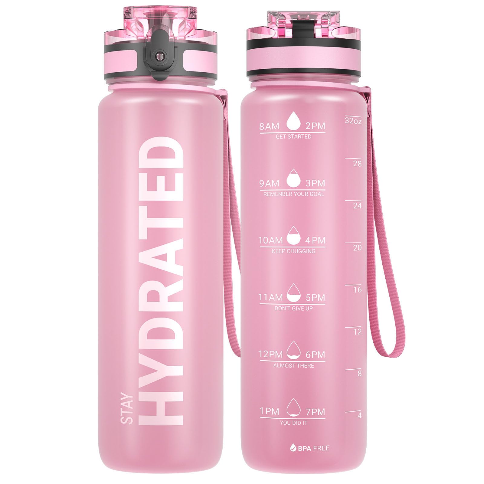 Sahara Sailor Water Bottle 32oz, Durable and Leakproof Water Bottles Motivational with Time Marker, Tritan, BPA Free, Wide Mouth with Easy Clean Brush for Gym, Travel, Home, School, Office (1 Bottle)