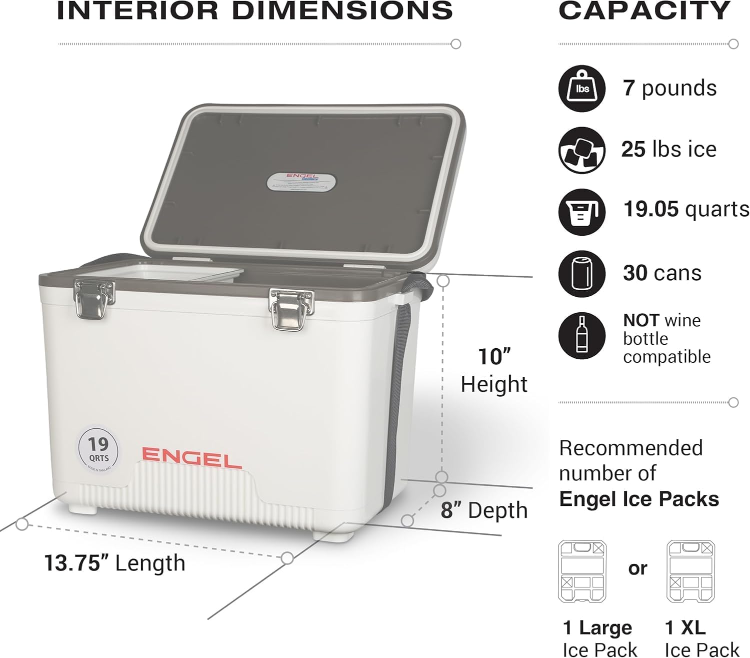 Engel 19qt Leak-Proof, Air Tight, Drybox Cooler and Small Hard Shell Lunchbox for Men and Women