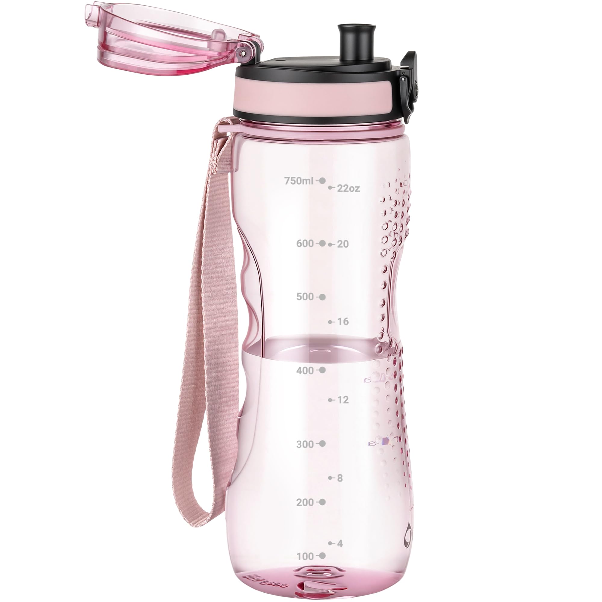 OLDLEY 32 oz Water Bottle, Motivational Water Bottle with Time Marker, Sports Water Bottle With Strap, Leakproof & BPA Free Large Water Bottles for School, Gym, Travel, Outdoor, Tritan, Transparent