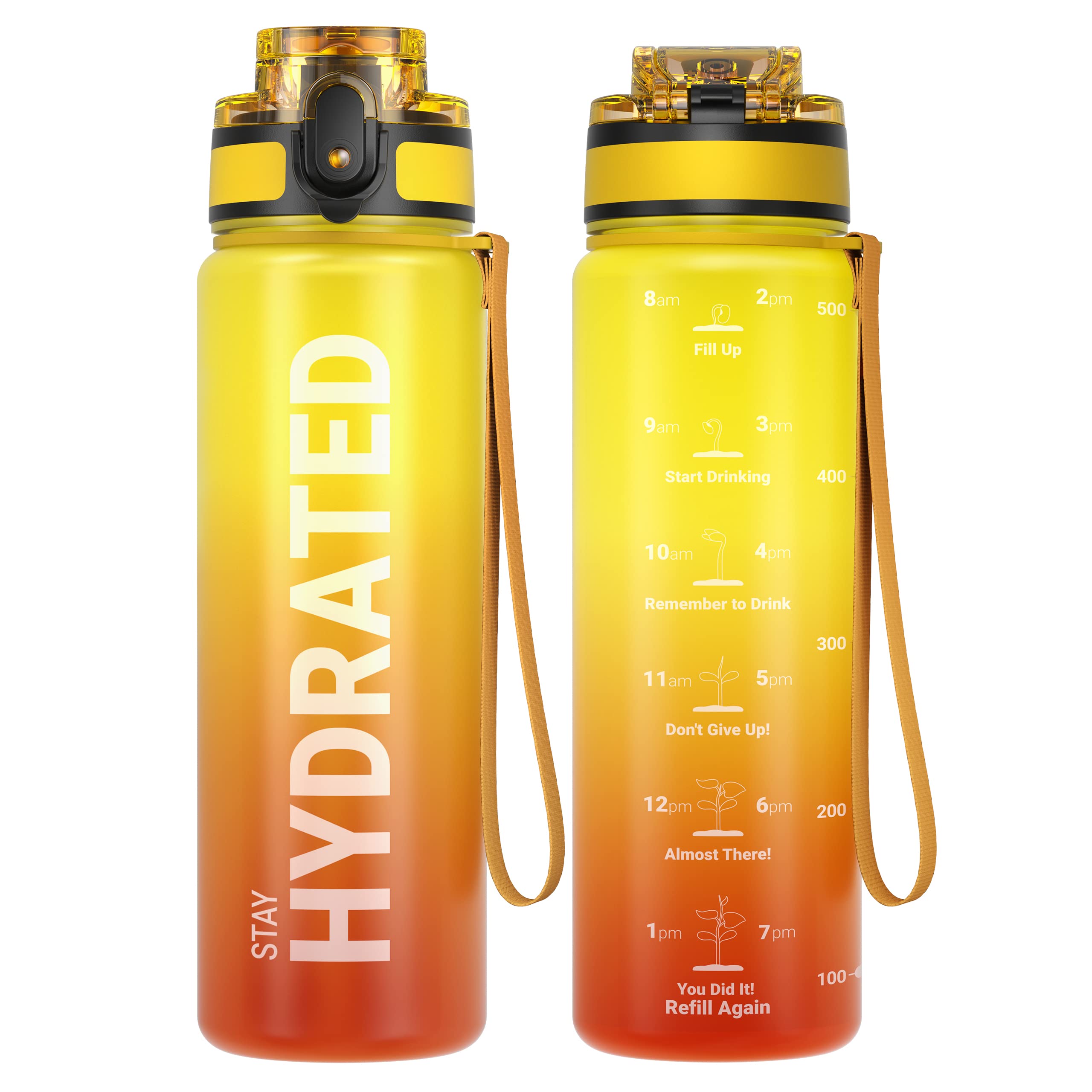 Sahara Sailor Water Bottle 32oz, Durable and Leakproof Water Bottles Motivational with Time Marker, Tritan, BPA Free, Wide Mouth with Easy Clean Brush for Gym, Travel, Home, School, Office (1 Bottle)