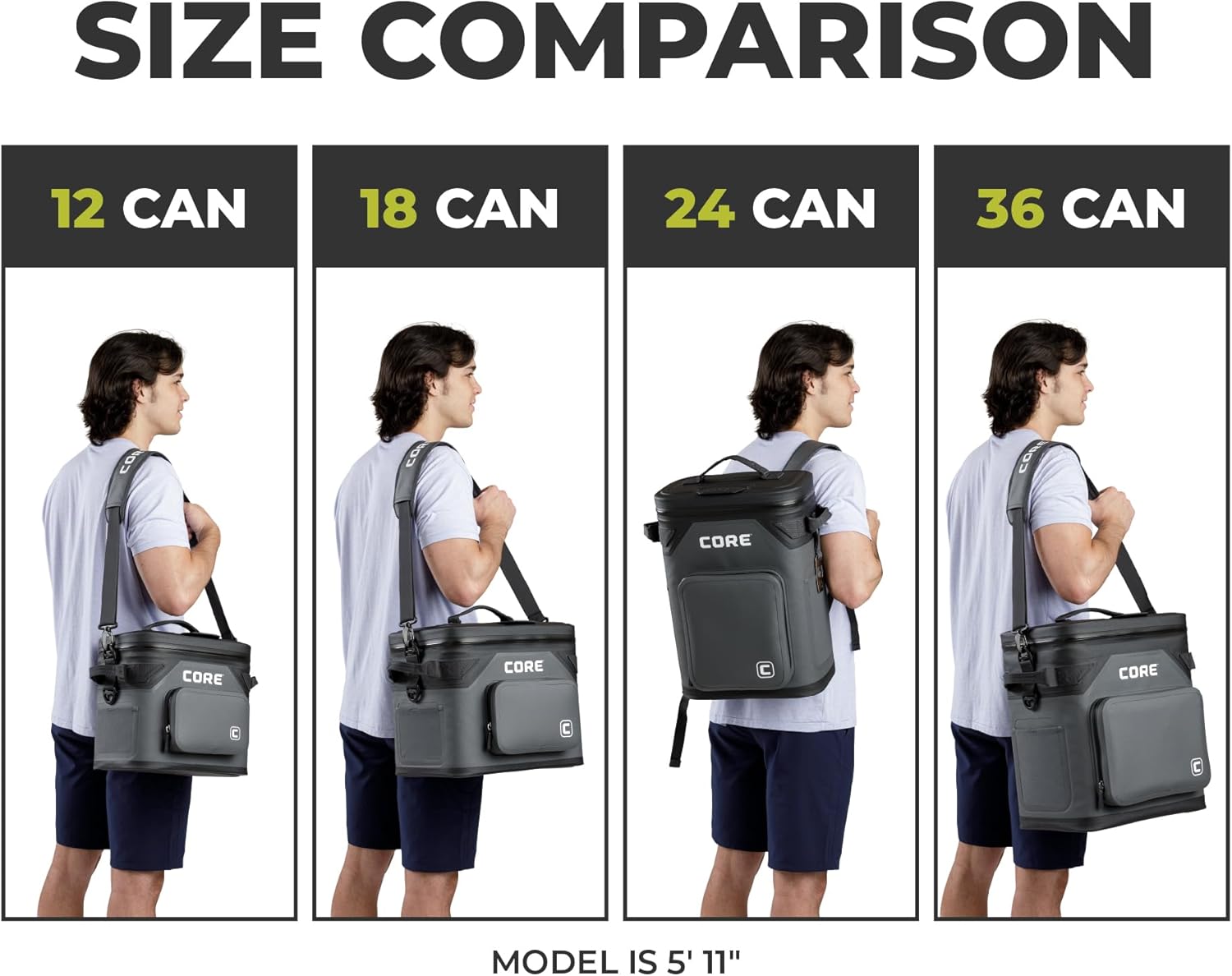 CORE Magnetic Leak Proof Soft Cooler with Waterproof Zipper | Insulated Bag Portable Ice Chest Box | Best Soft Cooler for Food & Beverages for Tailgating, Car Camping, Travel, and Family Beach Picnics