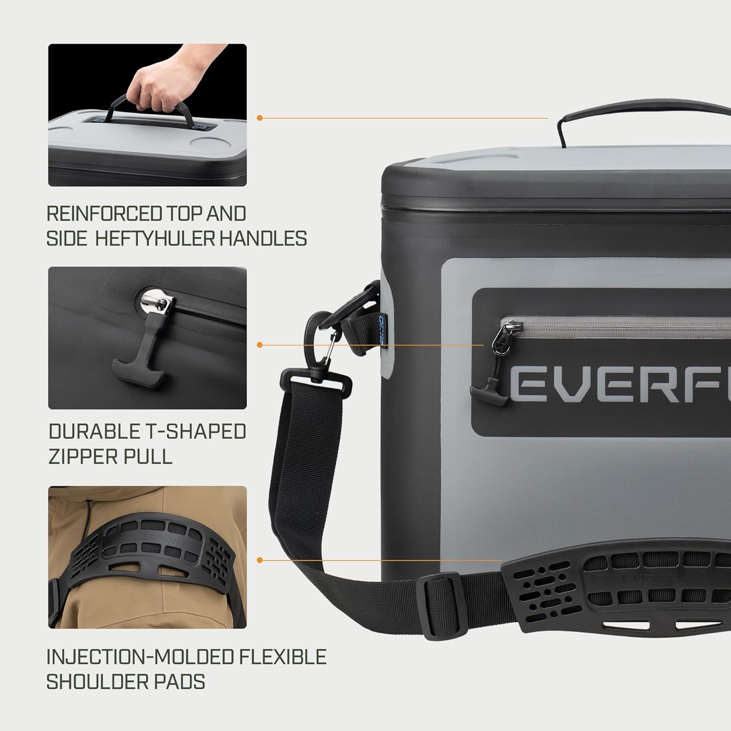 EVERFUN Soft Cooler 30 Can, Portable 24qt Insulated Small Cooling Lunch Box for Men and Women, Leakproof Ice Chest Bag for Travel, Beach, Camping, Boating, Fishing, Tailgating, Work and Picnic