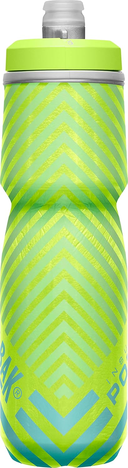 CamelBak Podium Chill Bike Insulated Squeeze Water Bottle Lime/Blue Stripe, 24oz