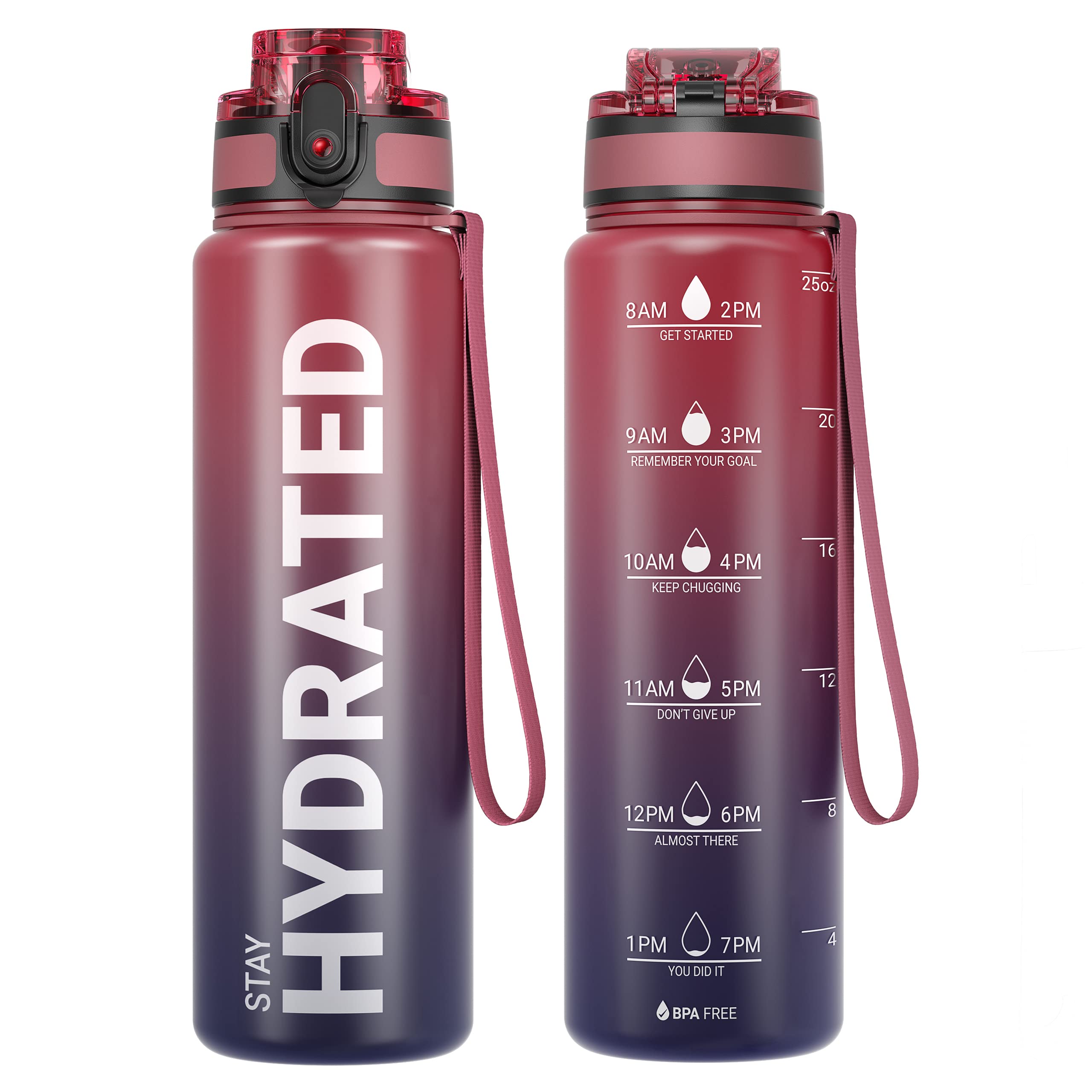 Sahara Sailor Water Bottle 32oz, Durable and Leakproof Water Bottles Motivational with Time Marker, Tritan, BPA Free, Wide Mouth with Easy Clean Brush for Gym, Travel, Home, School, Office (1 Bottle)