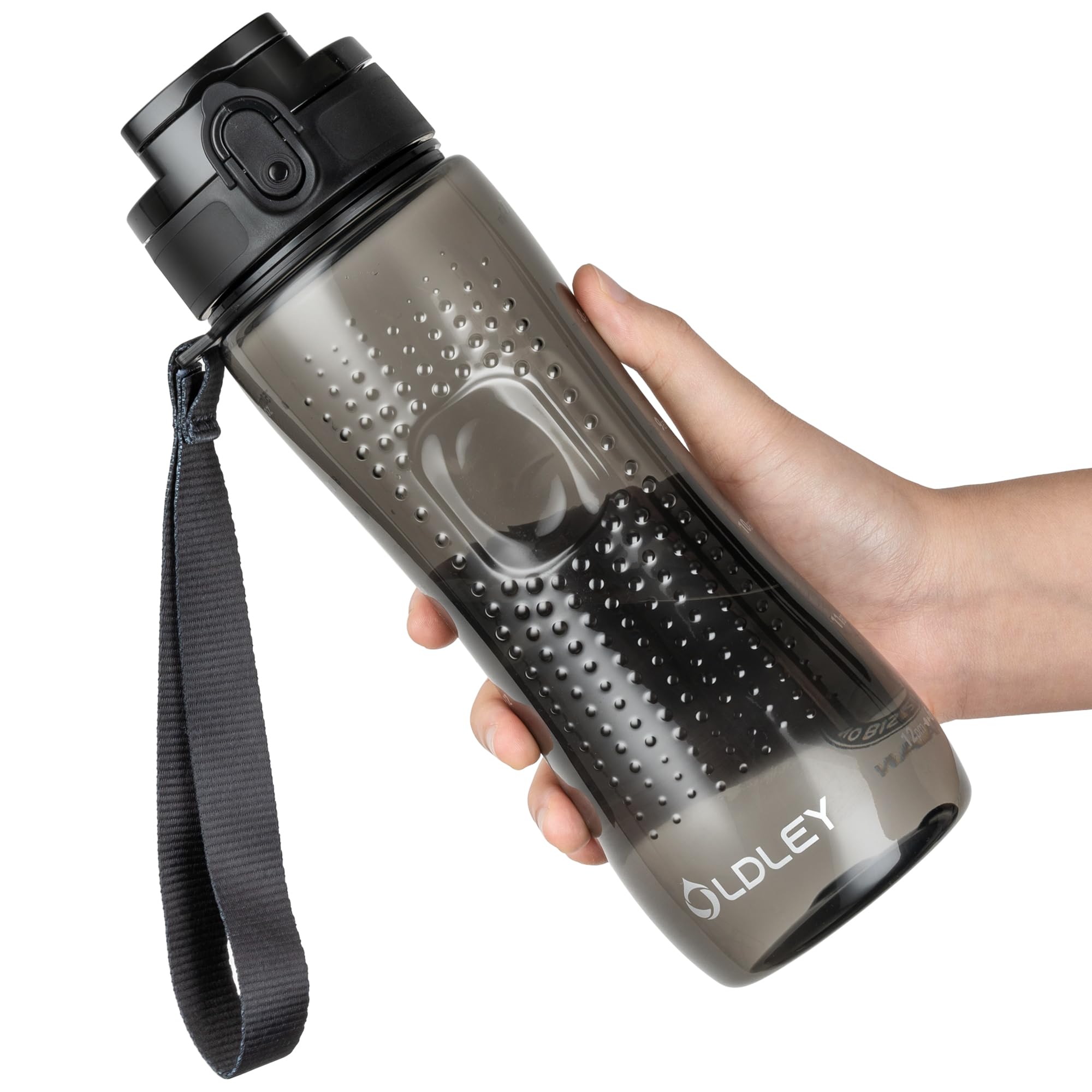 OLDLEY 32 oz Water Bottle, Motivational Water Bottle with Time Marker, Sports Water Bottle With Strap, Leakproof & BPA Free Large Water Bottles for School, Gym, Travel, Outdoor, Tritan, Transparent