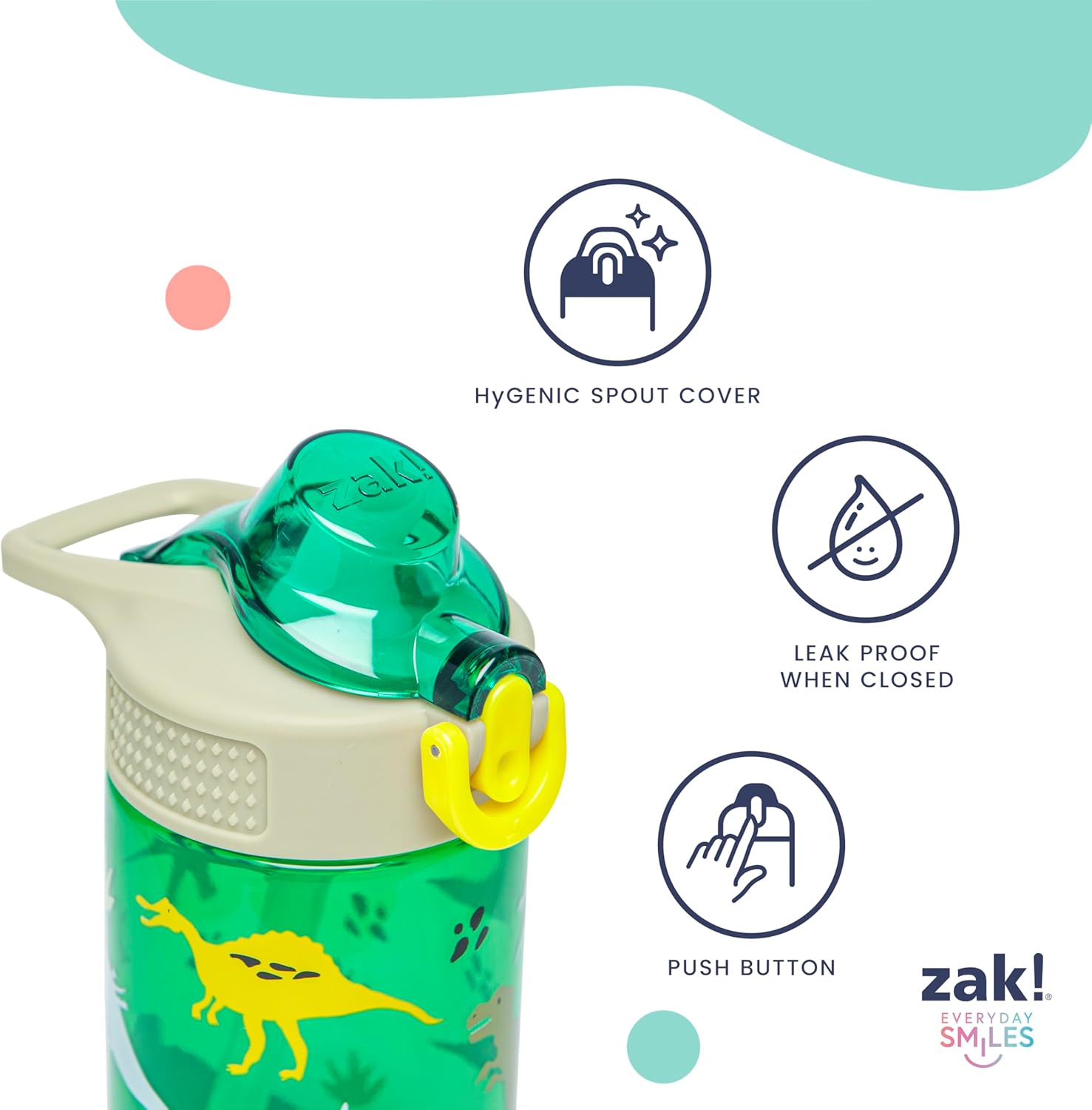 Zak Designs Minecraft Sage Water Bottle For School or Travel, 25oz Durable Plastic Water Bottle With Straw, Handle, and Leak-Proof, Pop-Up Spout Cover (Creeper)
