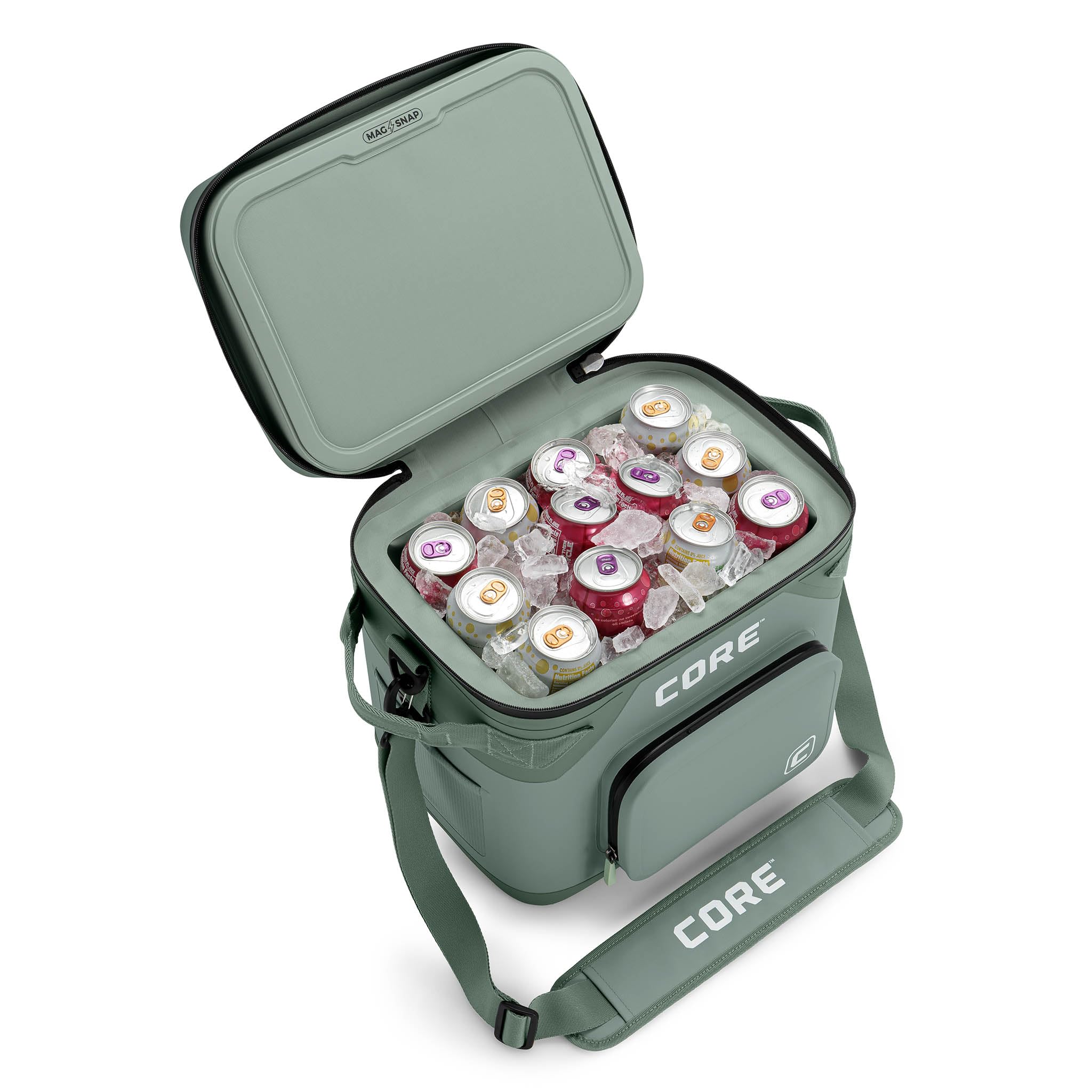 CORE Magnetic Leak Proof Soft Cooler with Waterproof Zipper | Insulated Bag Portable Ice Chest Box | Best Soft Cooler for Food & Beverages for Tailgating, Car Camping, Travel, and Family Beach Picnics