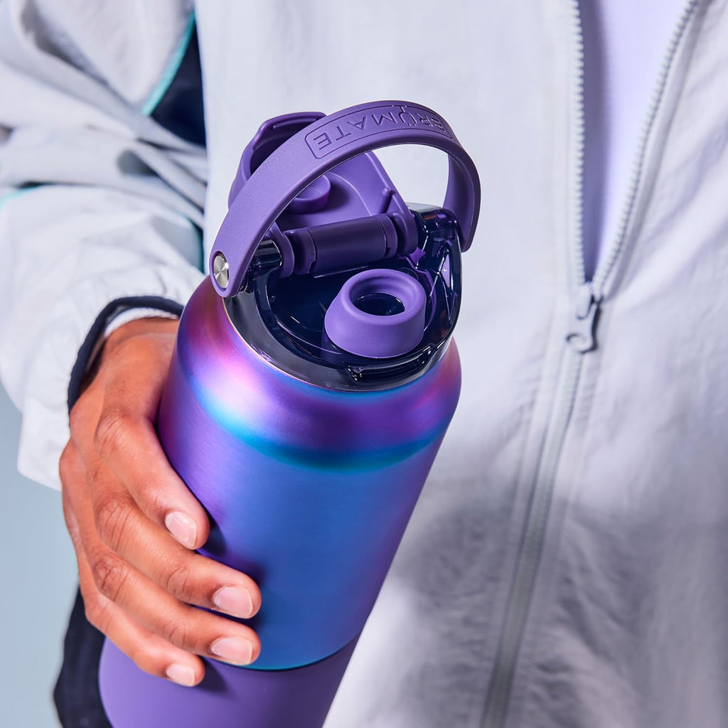 BrüMate Rise 35oz Water Bottle With 100% Leakproof Covered Silicone Straw | Insulated Stainless Steel Water Bottle | Fast Flow | Soft Sip Silicone Spout | Removable Straw | BPA-Free (Nightfall Blue)