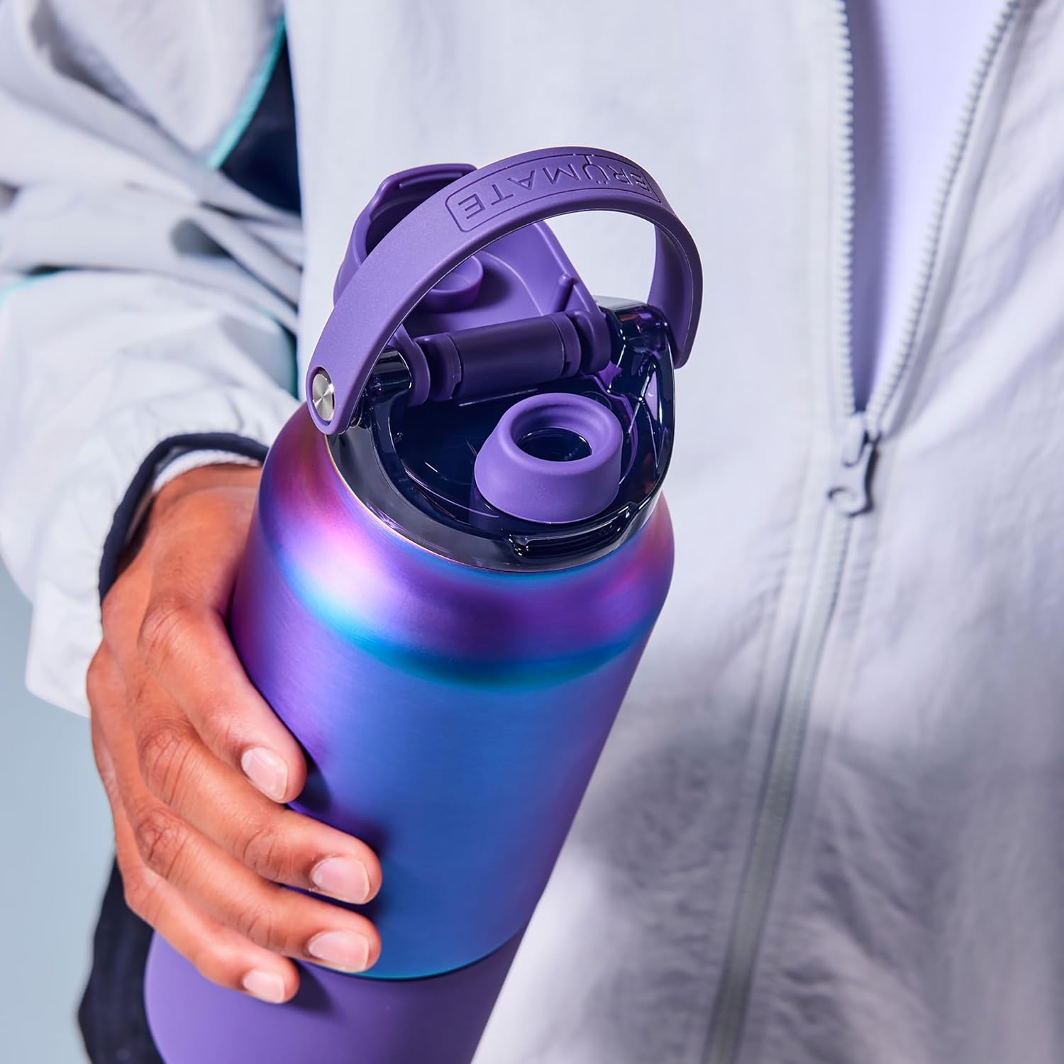 BrüMate Rise 35oz Water Bottle With 100% Leakproof Covered Silicone Straw | Insulated Stainless Steel Water Bottle | Fast Flow | Soft Sip Silicone Spout | Removable Straw | BPA-Free (Nightfall Blue)