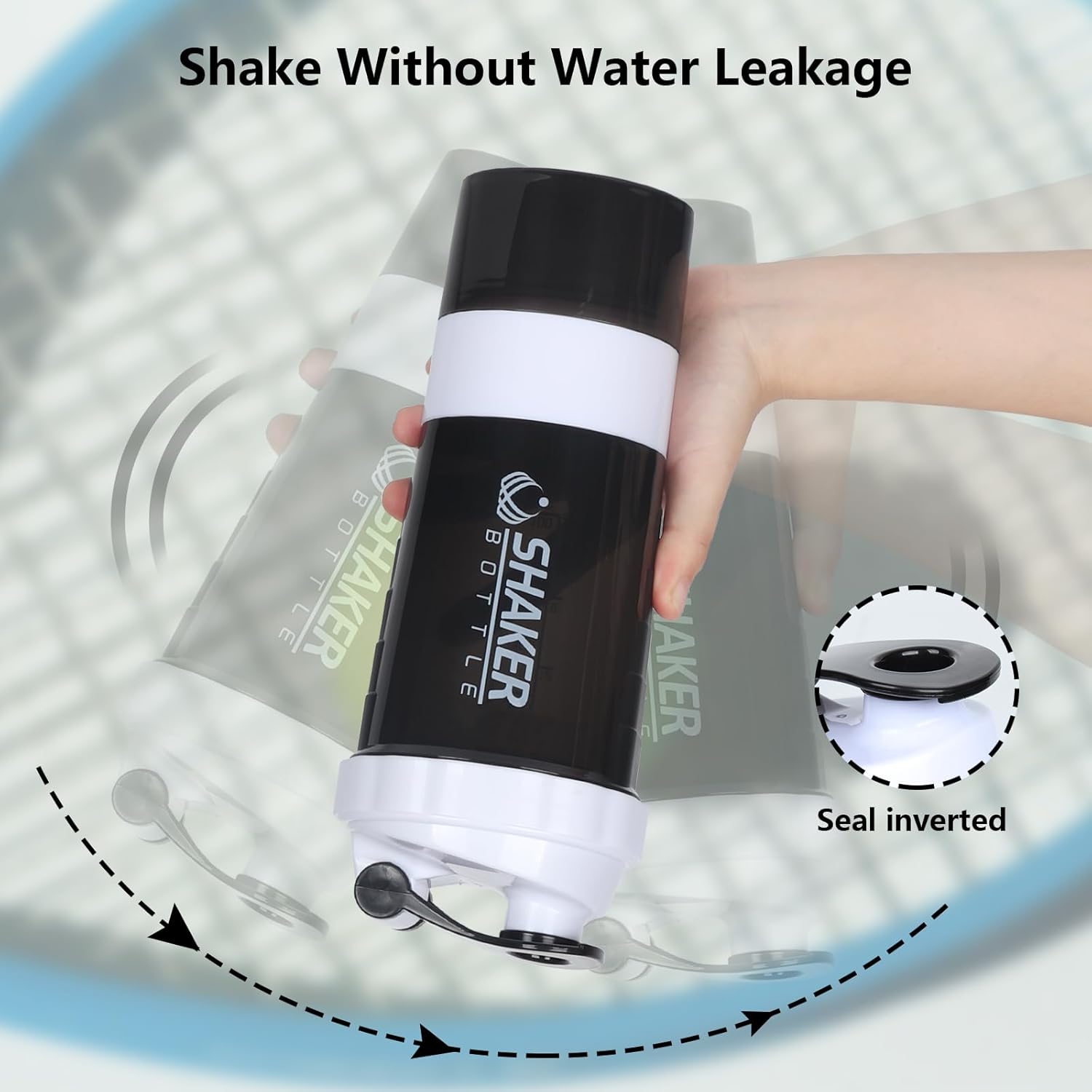 XTK Shaker Bottle Protein Shaker Bottles with Storage and Mix Ball, 16OZ Sports Water Bottle with Pill Organizer,Leak Proof Portable Shaker Cup for Protein Mixes and Pre Work Out,BPA Free(white)