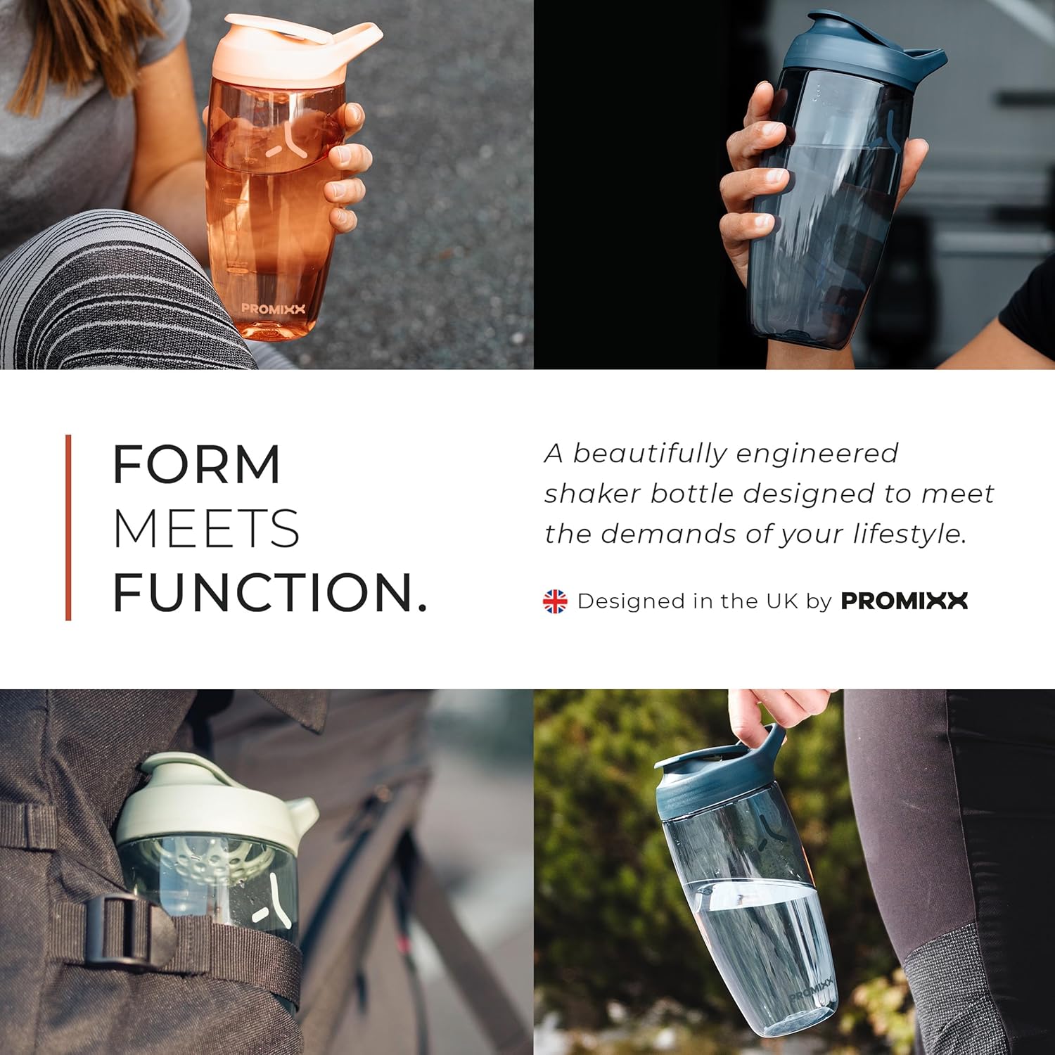 Promixx Pursuit Protein Shaker Bottle (24 oz) – Silent No-Ball Mixer, Leak-Proof Lid, BPA/BPS & Phthalate-Free ECOZEN – Easy-Clean Shaker Cup for Protein Shakes, Pre & Post-Workout Smoothies