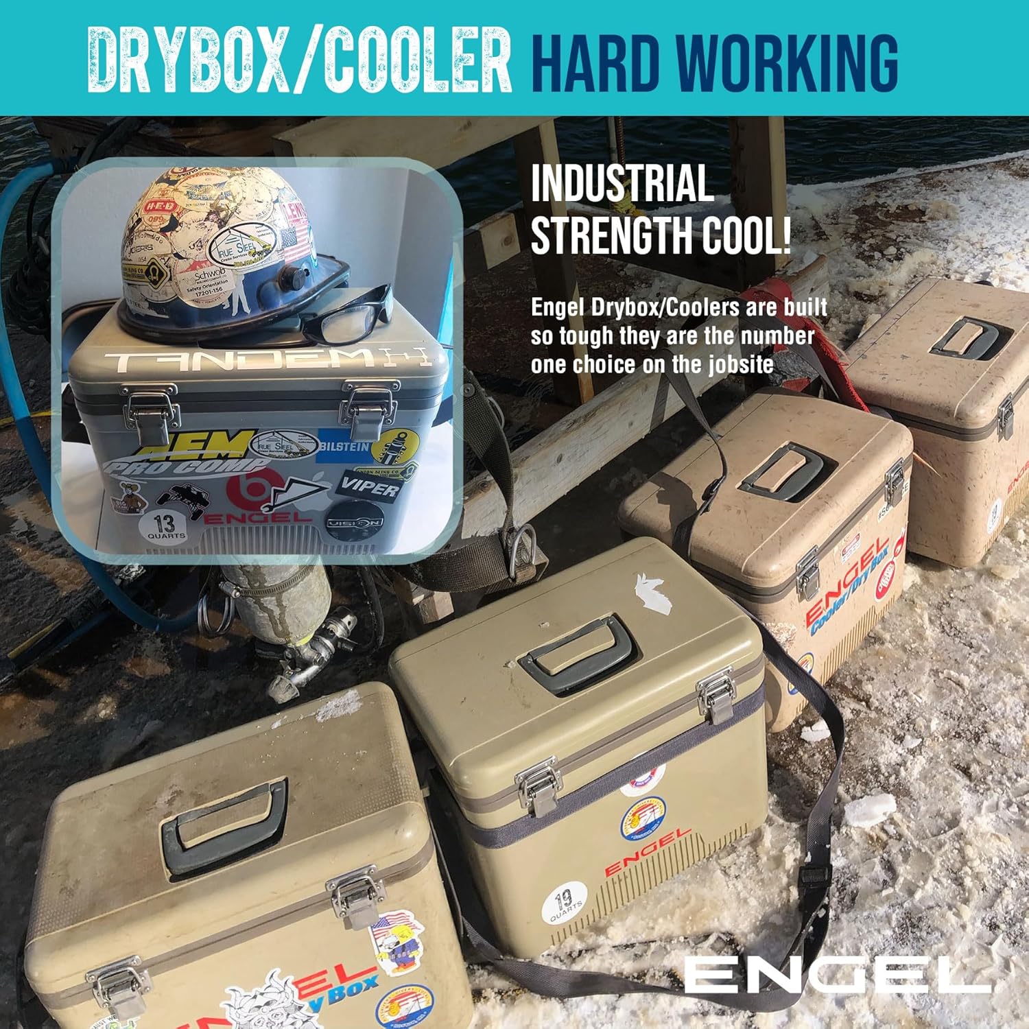 ENGEL 13qt Leak-Proof, Air Tight, Drybox Cooler and Small Hard Shell Lunchbox for Men and Women